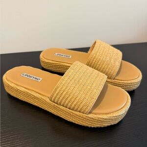 Women's Tan Woven Slides